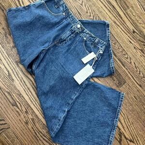 High-waisted wide-leg cropped culottes blue denim Anthropologie jeans new